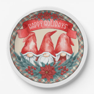 Assiettes En Carton Joyeuses fêtes Gnomes Plaques en papier