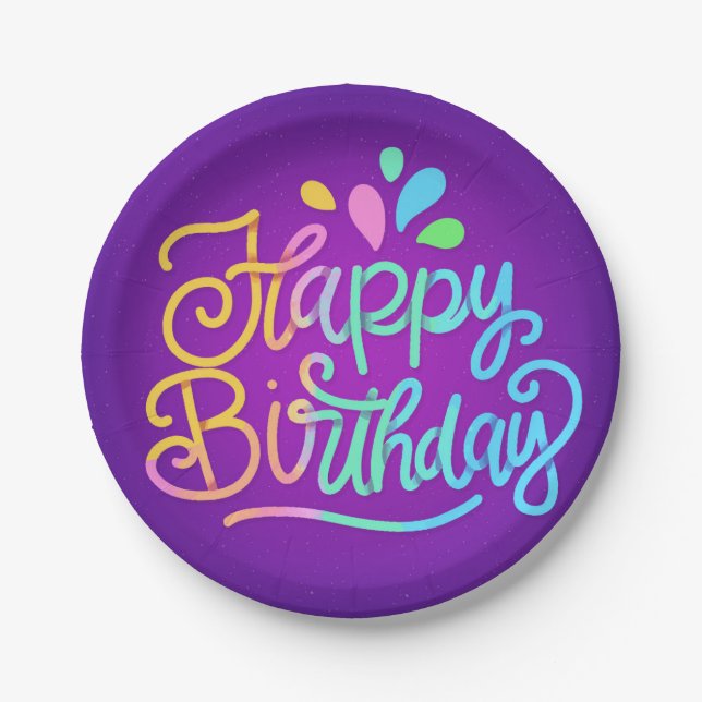 Assiettes En Carton Joyeuses lettres d'anniversaire (Devant)