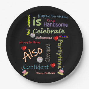 Assiettes En Carton Joyeuses Plaques de papier d'anniversaire Mohammed