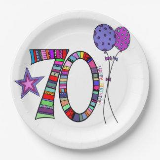 Assiettes En Carton Joyeuses plaques de papier du 70e anniversaire