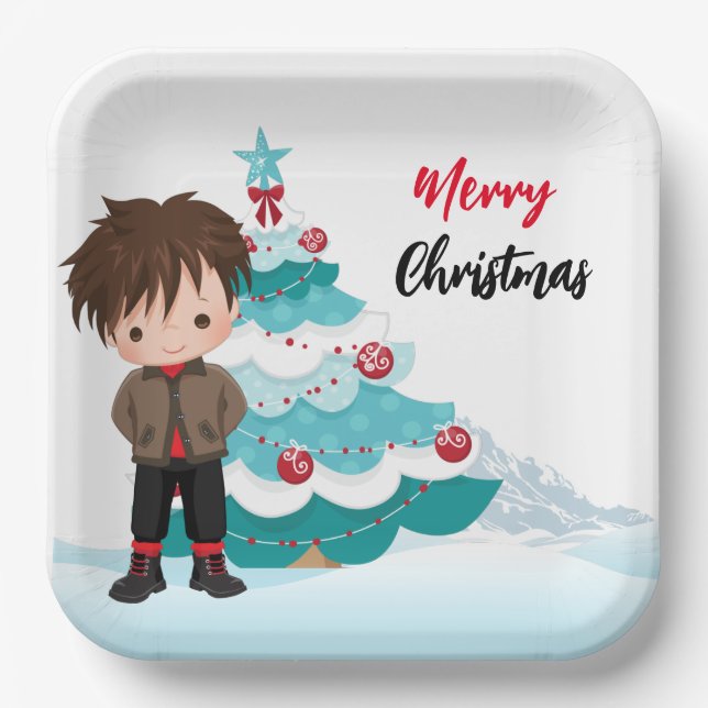 Assiettes En Carton Joyeuses plaques en papier de Noël (Recto)