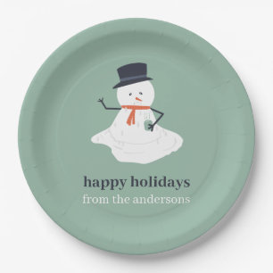 Assiettes En Carton Joyeuses vacances Noël Melting Snowman mignonne