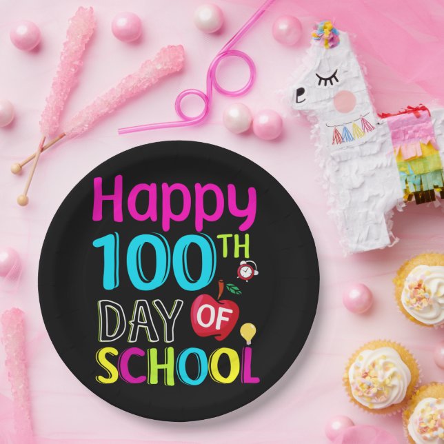 Assiettes En Carton Joyeux 100ème jour d'école (Fête)