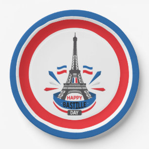 Assiettes En Carton Joyeux 14 juillet Tour Eiffel