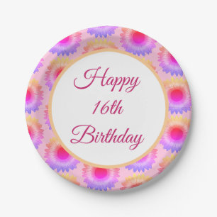 Assiettes En Carton Joyeux 16ème anniversaire plaque papier