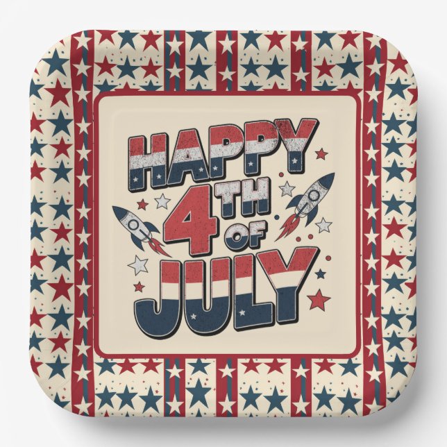Assiettes En Carton Joyeux 4 juillet (Recto)