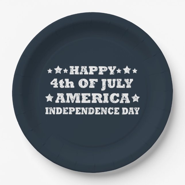 Assiettes En Carton Joyeux 4 juillet Amérique (Devant)