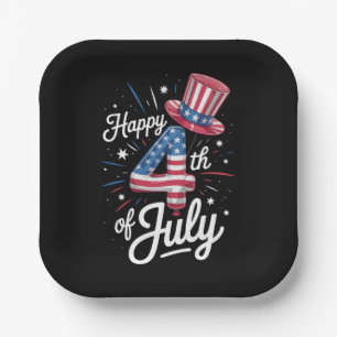 Assiettes En Carton Joyeux 4 juillet Drapeau américain patriotique USA