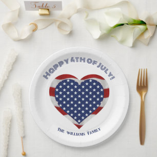 Assiettes En Carton Joyeux 4 juillet étoiles et rayures Coeur