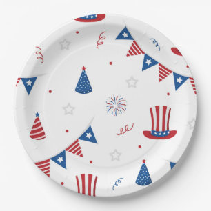 Assiettes En Carton Joyeux 4 juillet mignon Motif du parti