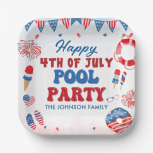 Assiettes En Carton Joyeux 4 juillet Pool Party été