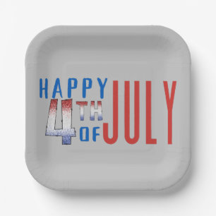 Assiettes En Carton Joyeux 4 juillet Shimmer Word Art