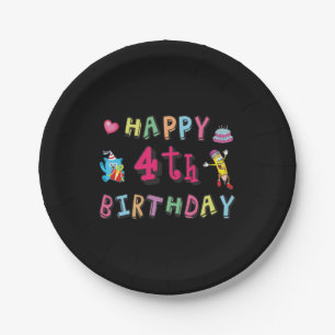 Assiettes En Carton Joyeux 4e anniversaire. 4 ans b-jour.