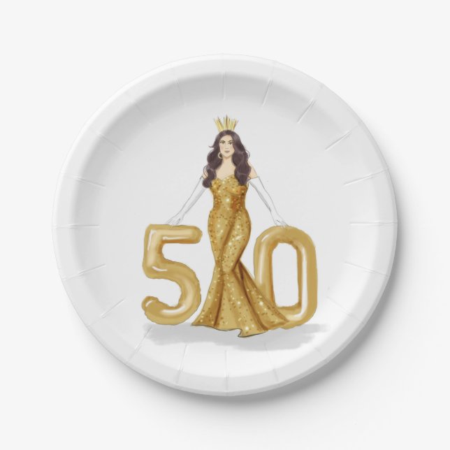 Assiettes En Carton joyeux 50e anniversaire (Devant)