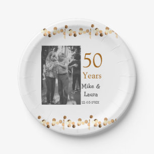 Assiettes En Carton Joyeux 50e anniversaire ajouter nom du couple date