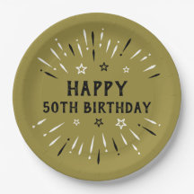 Joyeux 50e anniversaire feux d'artifice Gold Black