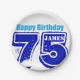 Assiettes En Carton Joyeux 75e anniversaire Plaque de papier personnal