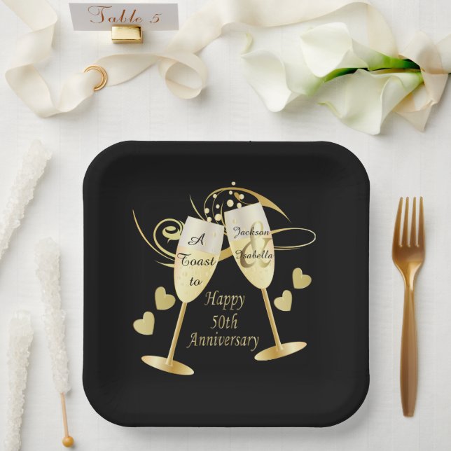 Assiettes En Carton Joyeux à 50 ans (Mariage)