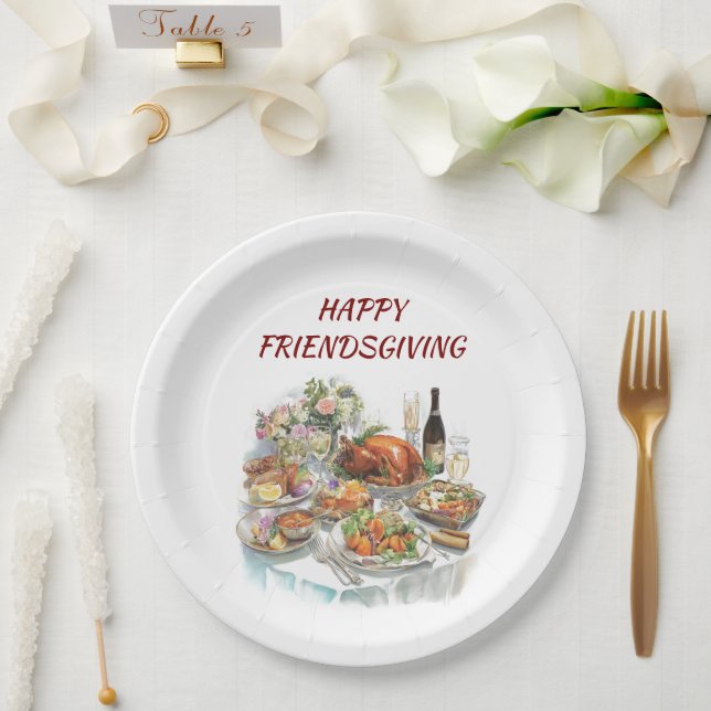 Assiettes En Carton Joyeux Action d'amitié | Plaques de papier Thanksg (Mariage)