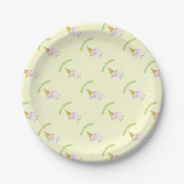 Assiettes En Carton Joyeux agneau d'anniversaire (Devant)