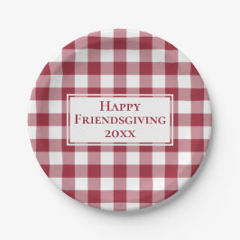 Assiettes En Carton Joyeux Amical Bourgogne Blanc En vichy Plaid
