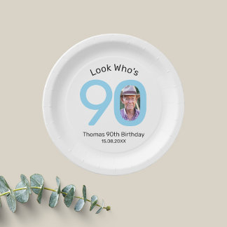Assiettes En Carton Joyeux Anniversaire 90 Ans Photo Fête d'anniversai