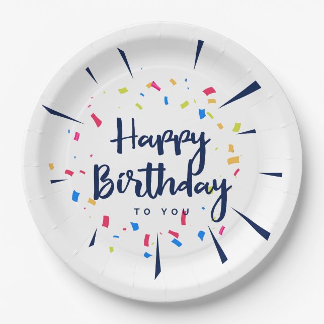 Assiettes En Carton Joyeux anniversaire à vous confetti (Devant)