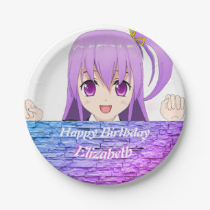 Assiettes En Carton Joyeux Anniversaire amusant mauve mauve manga kawa