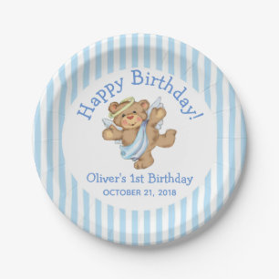 Assiettes En Carton Joyeux Anniversaire Ange Teddy Bear