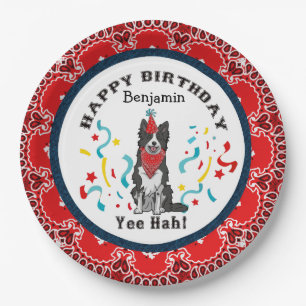 Assiettes En Carton Joyeux anniversaire avec votre frontière Collie R