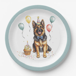 Assiettes En Carton Joyeux Anniversaire Berger Allemand