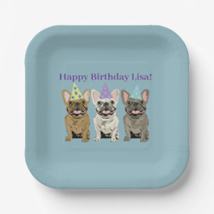 Assiettes En Carton Joyeux Anniversaire! Bouledogues Français
