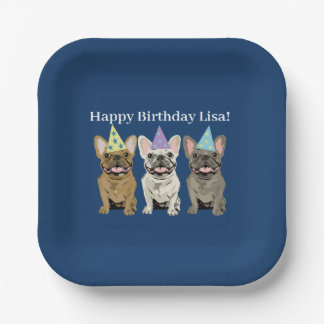 Assiettes En Carton Joyeux Anniversaire! Bouledogues Français