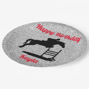 Assiettes En Carton Joyeux Anniversaire Cavalier de Chasse Équestre
