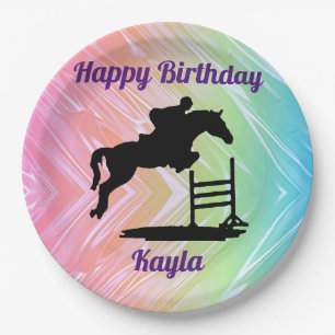 Assiettes En Carton Joyeux Anniversaire Chasseur Cheval Jumper Equestr