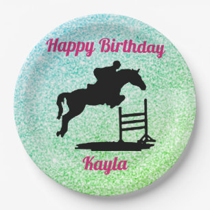 Assiettes En Carton Joyeux Anniversaire Chasseur Cheval Jumper Equestr