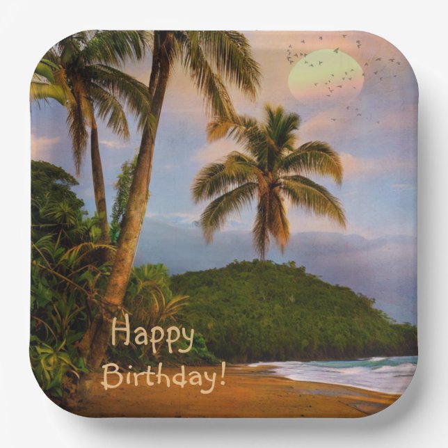 Assiettes En Carton Joyeux anniversaire Costa Rica (Recto)