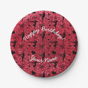 Assiettes En Carton Joyeux Anniversaire Crimson rouge parties scintill
