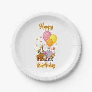 Assiettes En Carton Joyeux Anniversaire de collection d'animaux Plaque