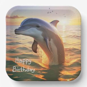 Assiettes En Carton Joyeux anniversaire de dauphin