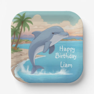 Assiettes En Carton Joyeux anniversaire de dauphin