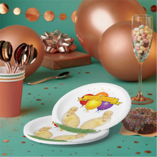 Assiettes En Carton Joyeux anniversaire de l'enfant Ballons de canards