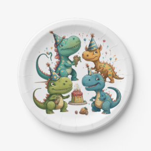 Assiettes En Carton Joyeux Anniversaire Dinosaures Plaque de papier