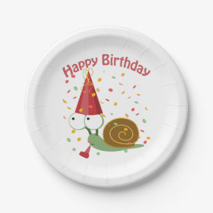 Assiettes En Carton Joyeux anniversaire ! Escargot Confetti