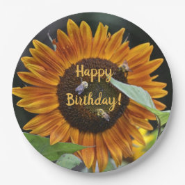 Assiettes En Carton Joyeux Anniversaire Golden Tournesol