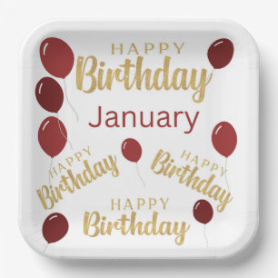 Assiettes En Carton Joyeux anniversaire Janvier anniversaires
