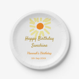 Assiettes En Carton Joyeux anniversaire jaune soleil orange anniversai