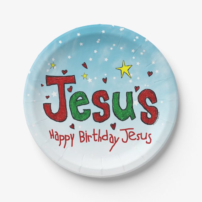Assiettes En Carton Joyeux anniversaire Jésus (Devant)