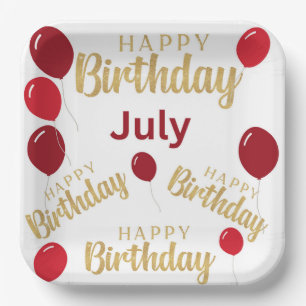 Assiettes En Carton Joyeux anniversaire Juillet anniversaires Plaque d