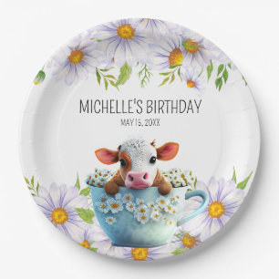 Assiettes En Carton Joyeux Anniversaire Marguerites Tasse à Thé Vache